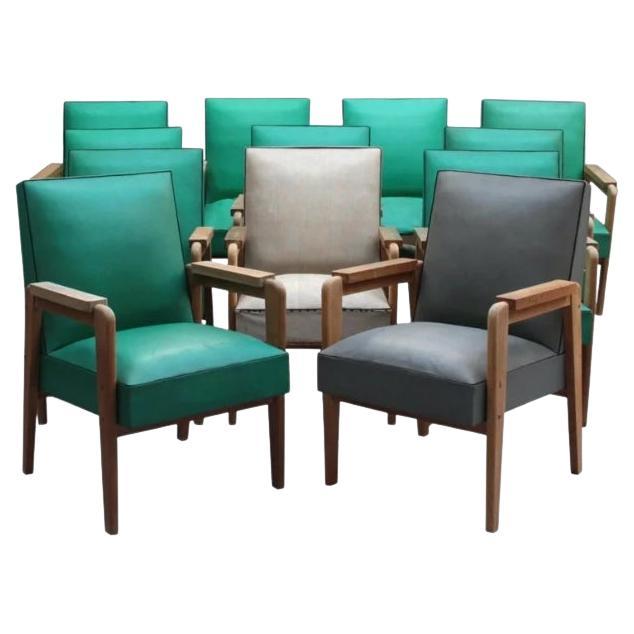 12 Fine French 1950s Oak Armchairs by Marcel Gascoin