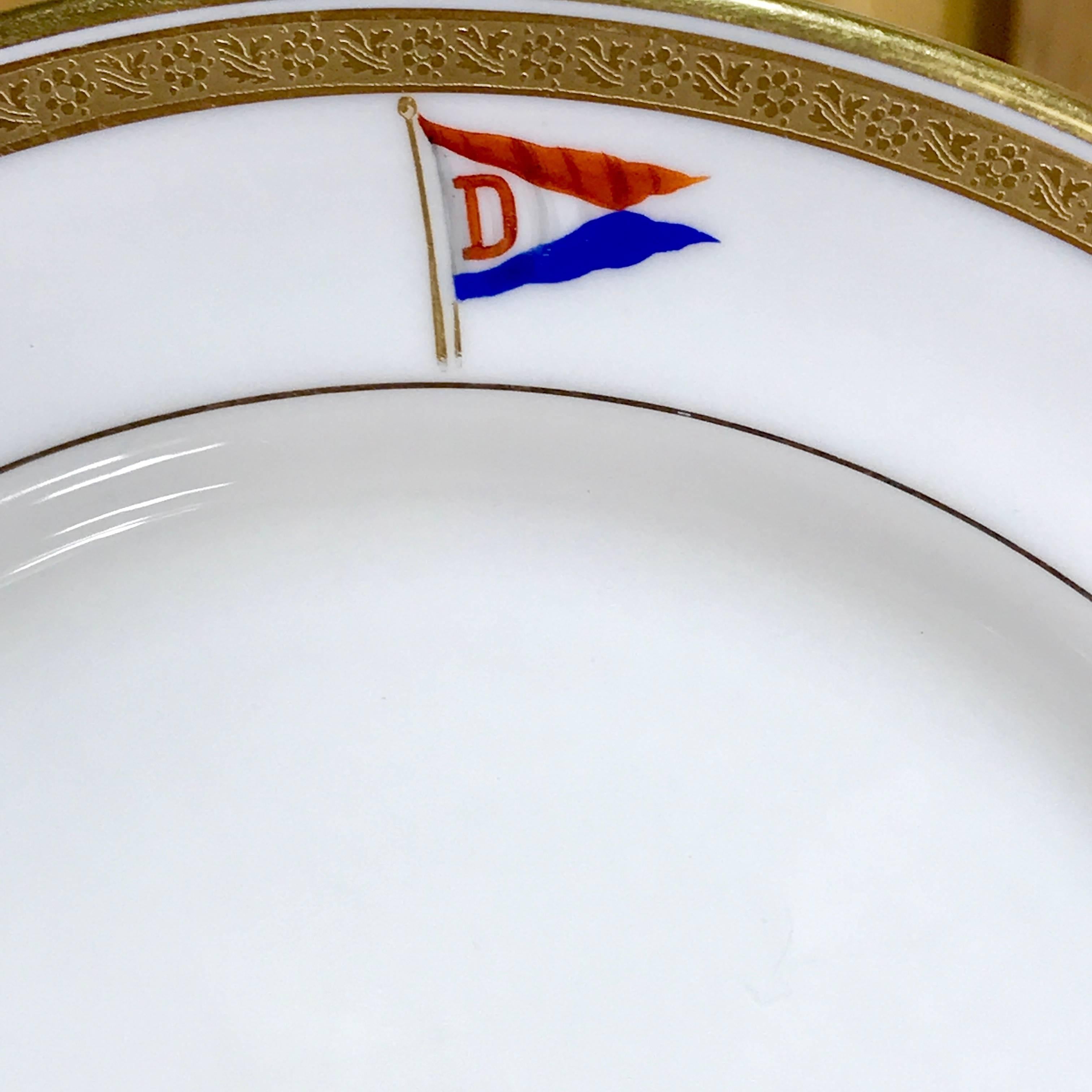English 12 First Class Steamship or Yacht Dessert Plates by Cauldon For Sale