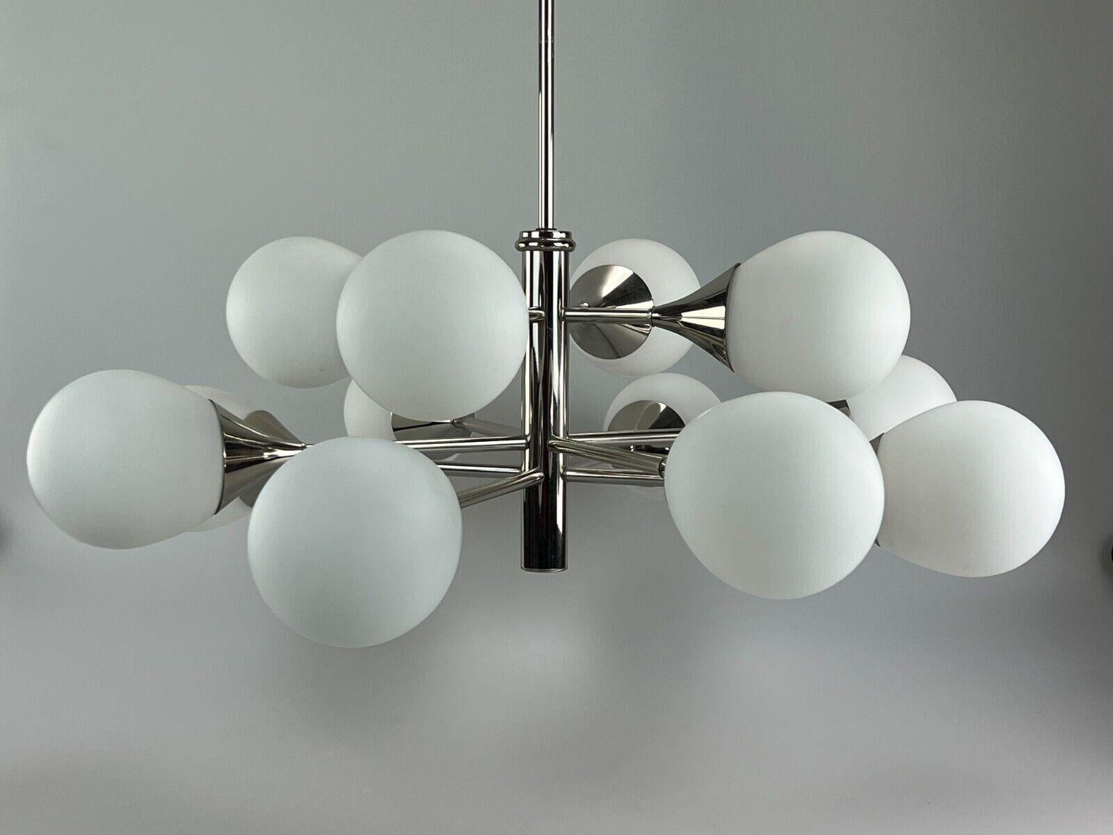 12-Flame Sputnik Chandelier from the 1960s and 1970s, Kaiser Leuchten, Opal Glas For Sale 4