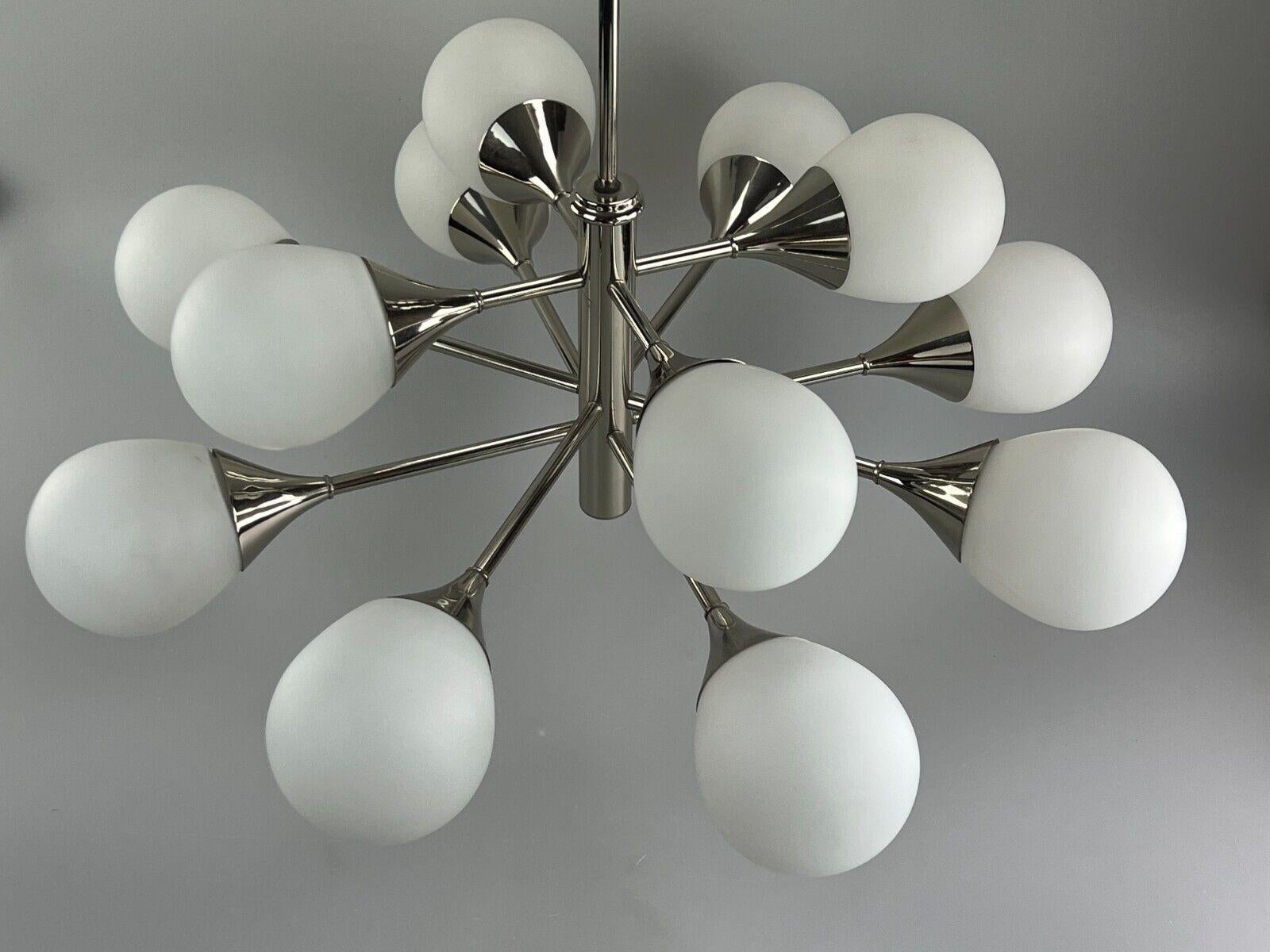 Late 20th Century 12-Flame Sputnik Chandelier from the 1960s and 1970s, Kaiser Leuchten, Opal Glas For Sale