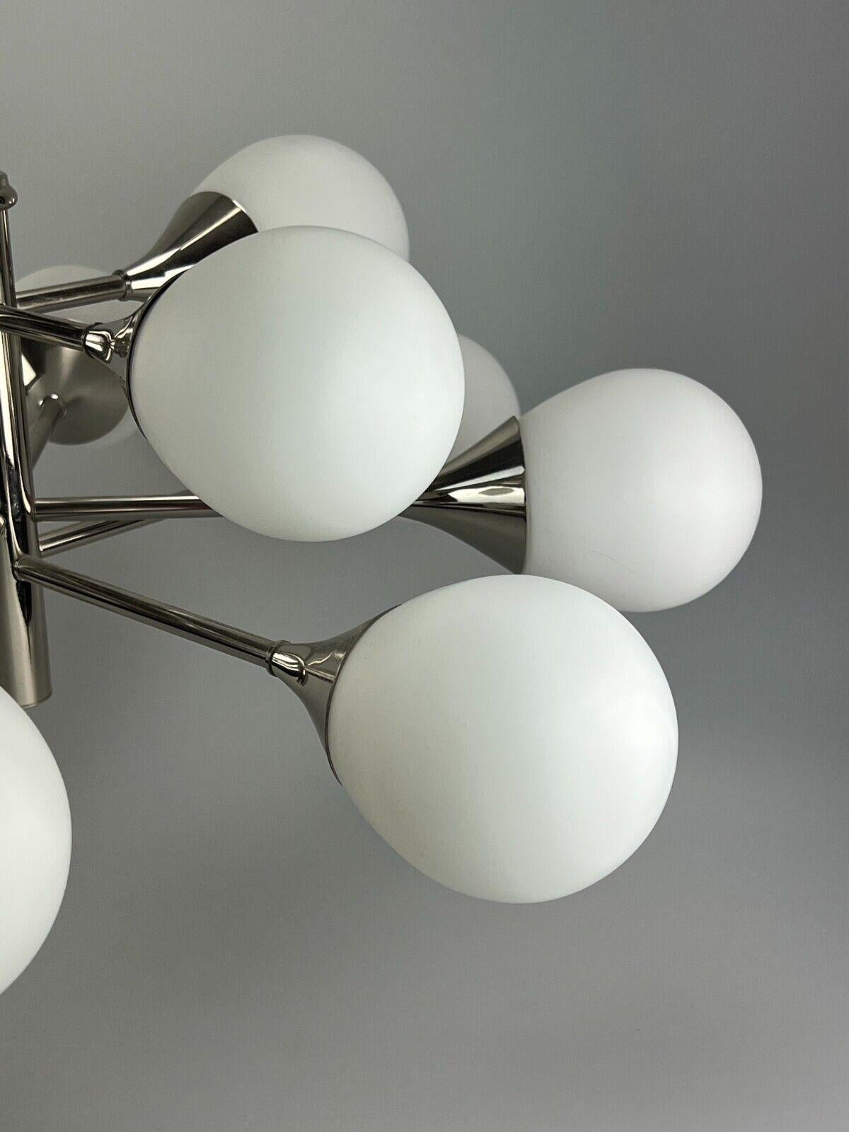 12-Flame Sputnik Chandelier from the 1960s and 1970s, Kaiser Leuchten, Opal Glas For Sale 3