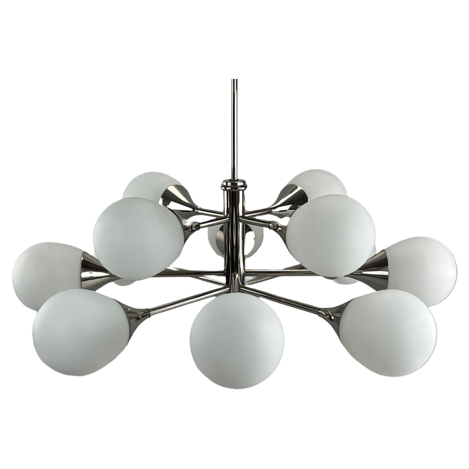 12-Flame Sputnik Chandelier from the 1960s and 1970s, Kaiser Leuchten, Opal Glas