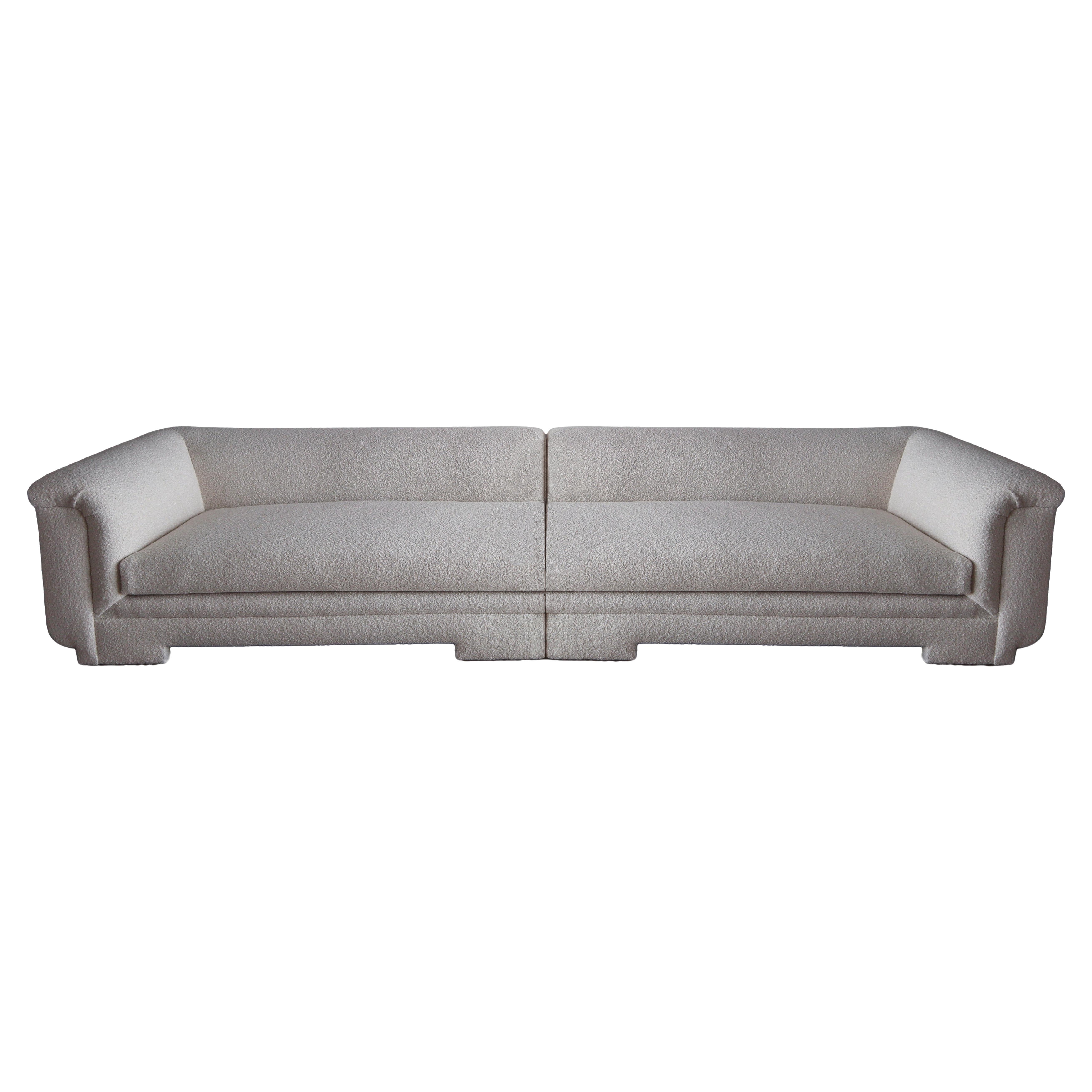 12 Foot 2-Piece Postmodern Sofa in Boucle For Sale