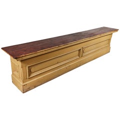 12 Foot American General Store Counter Mustard Paint 19th Century
