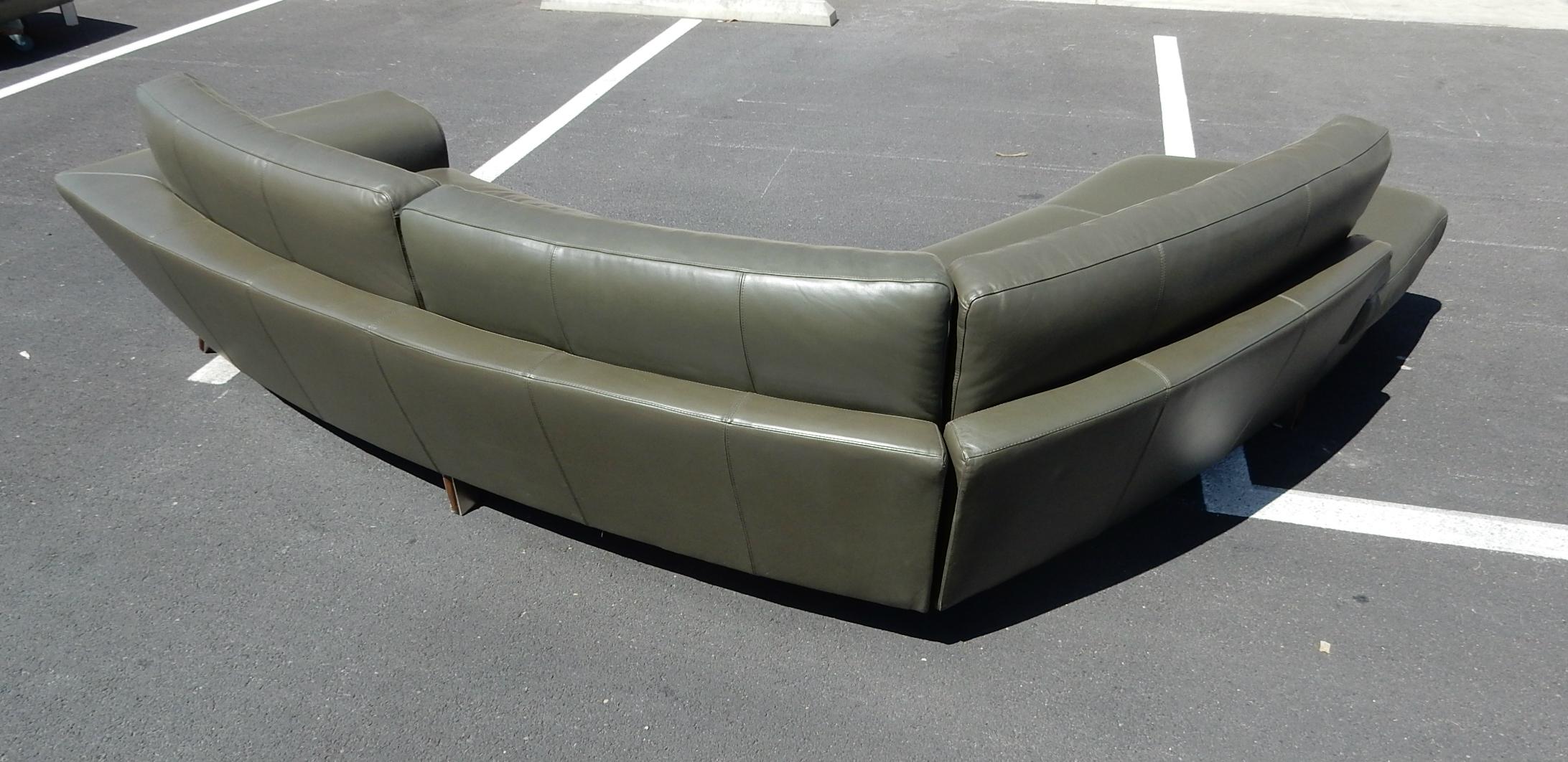 Post-Modern Italian Leather Sofa and Ottoman by Natuzzi of Italy