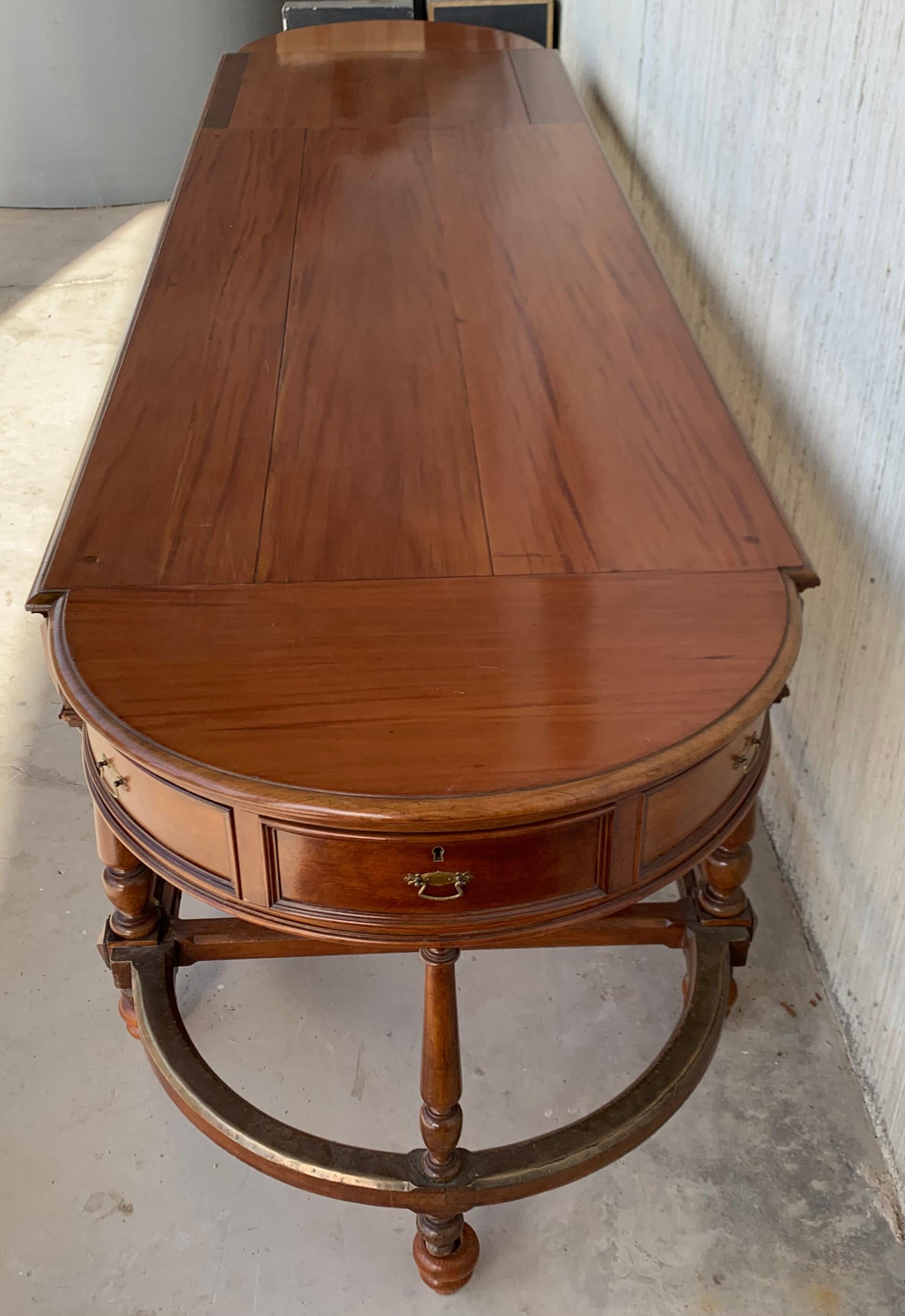 Spanish 12 Foot Oval Center Table with Drawers in Both Sides, 20th Century For Sale