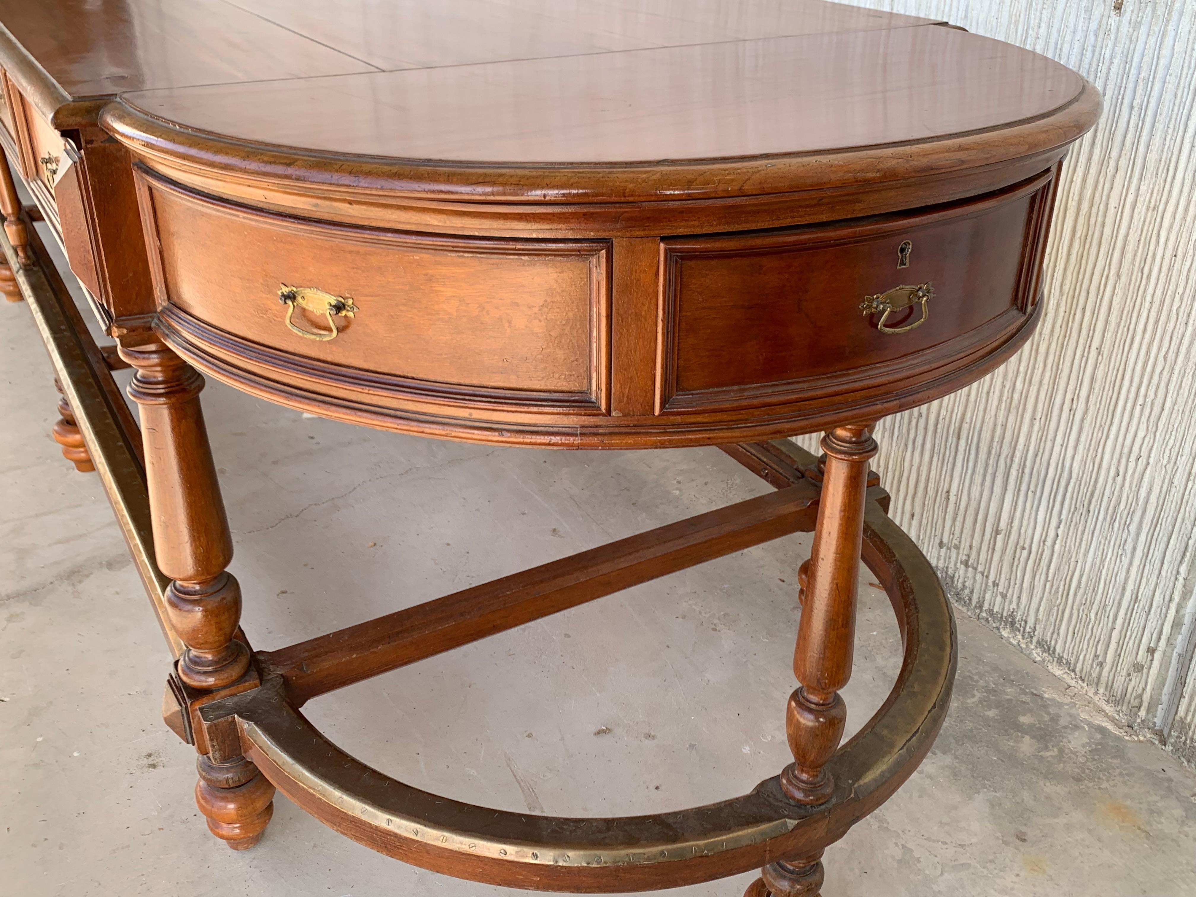 Wood 12 Foot Oval Center Table with Drawers in Both Sides, 20th Century For Sale