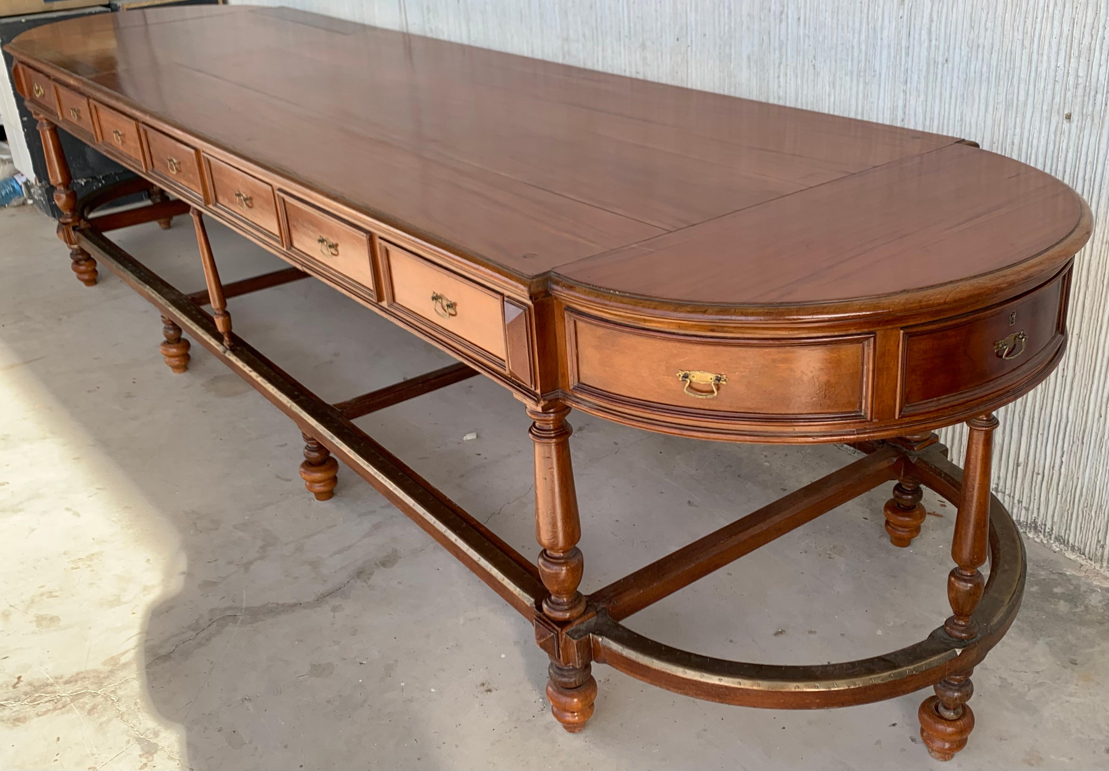 12 Foot Oval Center Table with Drawers in Both Sides, 20th Century For Sale 1