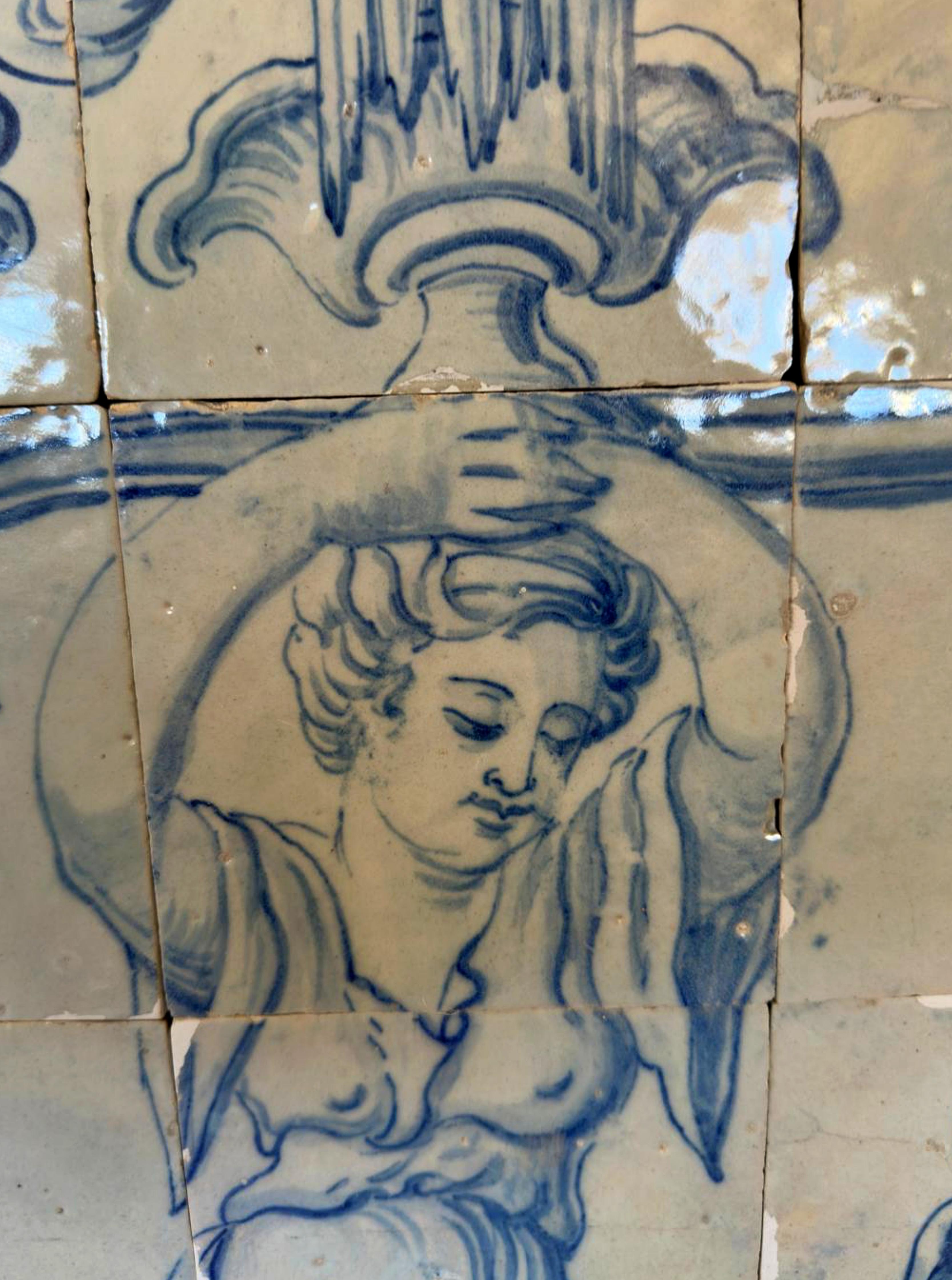 (4) Four Portuguese Tiles 17th Century (1630/1680) Very Rare Collectible

each tile 14cm x 14cm

total: 28cm x 28cm

Original, unrestored

Ready to hang on the wall

The old Portuguese Tile 