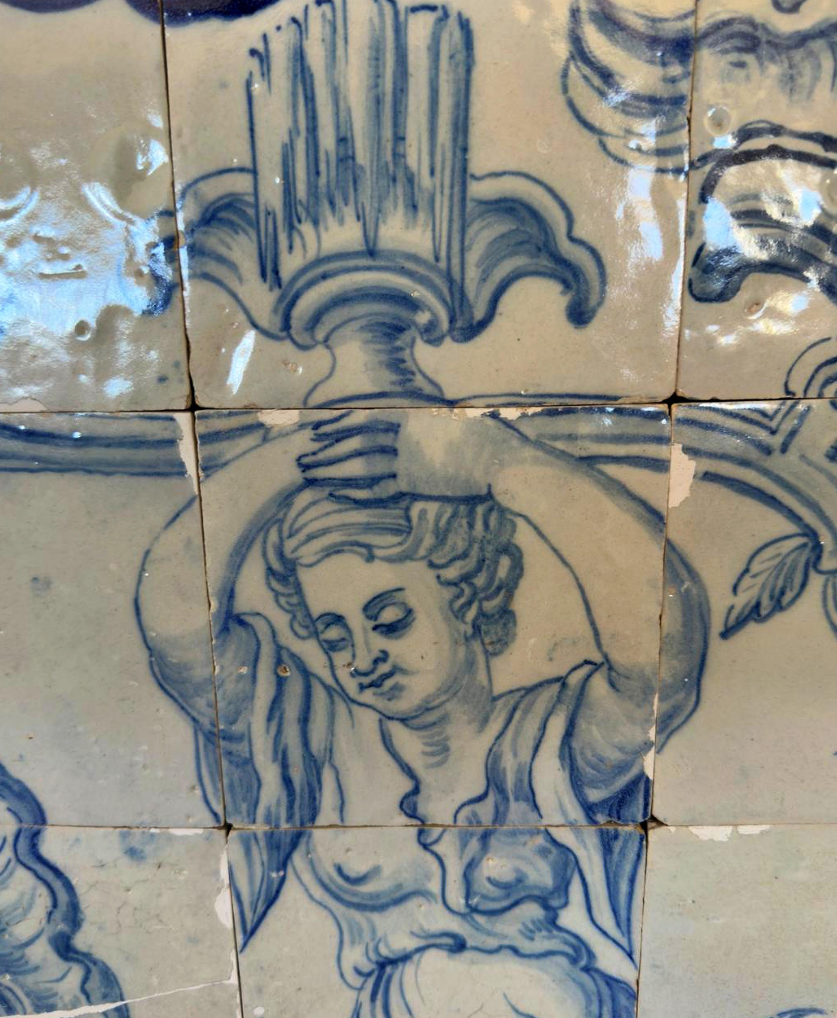 (4) Four Portuguese Tiles 17th Century (1630/1680) Very Rare Collectible

each tile 14cm x 14cm

total: 28cm x 28cm

Original, unrestored

Ready to hang on the wall

The old Portuguese Tile 