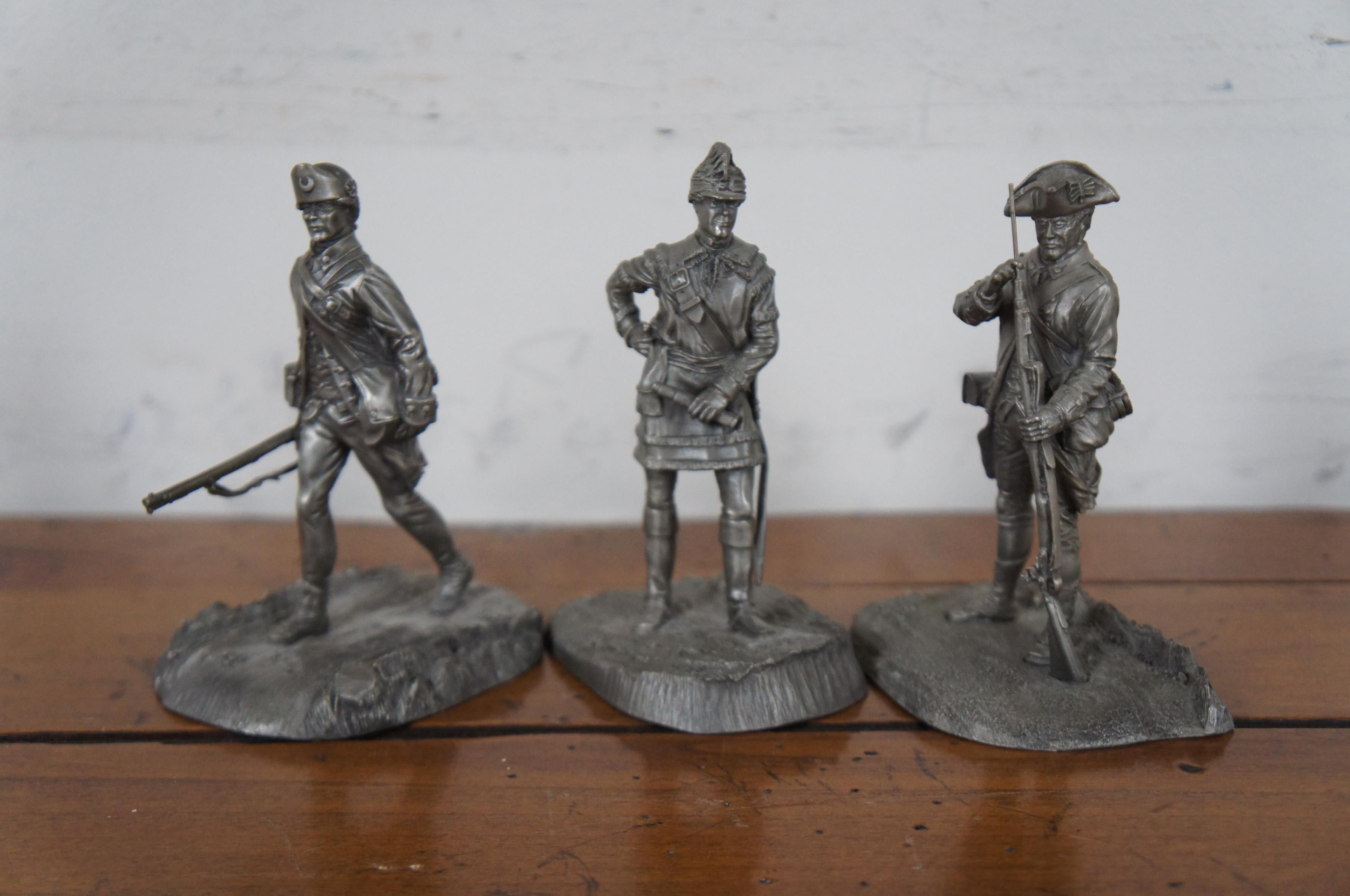 American Colonial 12 Franklin Mint 1970s Pewter Revolutionary War Soldier Officer Figurines