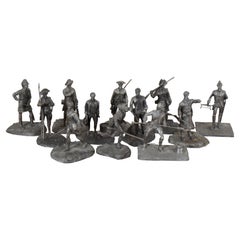 12 Franklin Mint 1970s Pewter Revolutionary War Soldier Officer Figurines