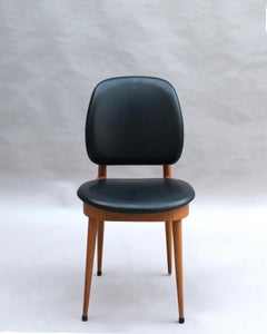 12 Sillas "Pégase" francesas de haya y naugahyde de los años 60, de Baumann