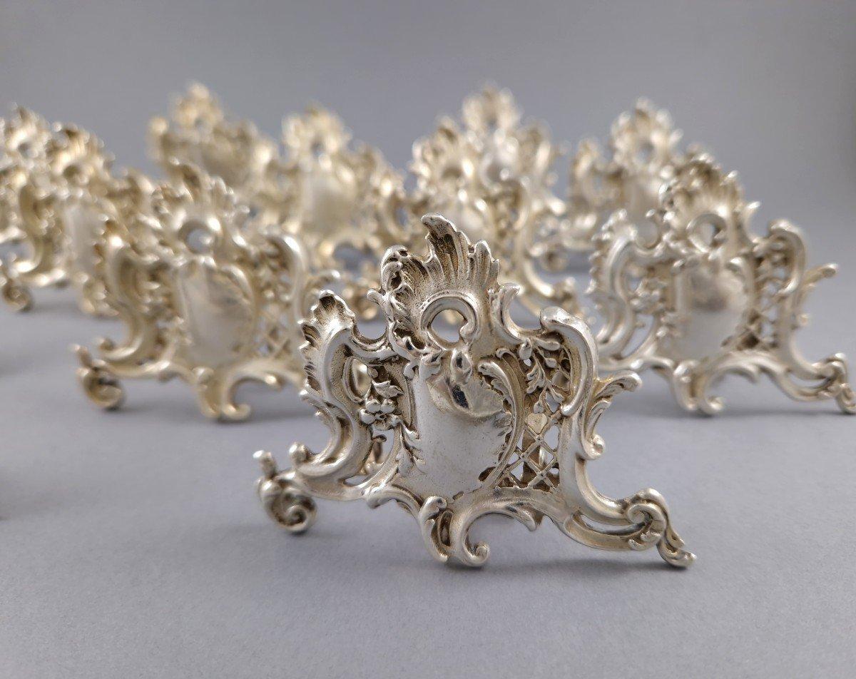 12 French Sterling Silver Place Card Holders In Excellent Condition For Sale In Saint-Ouen, FR