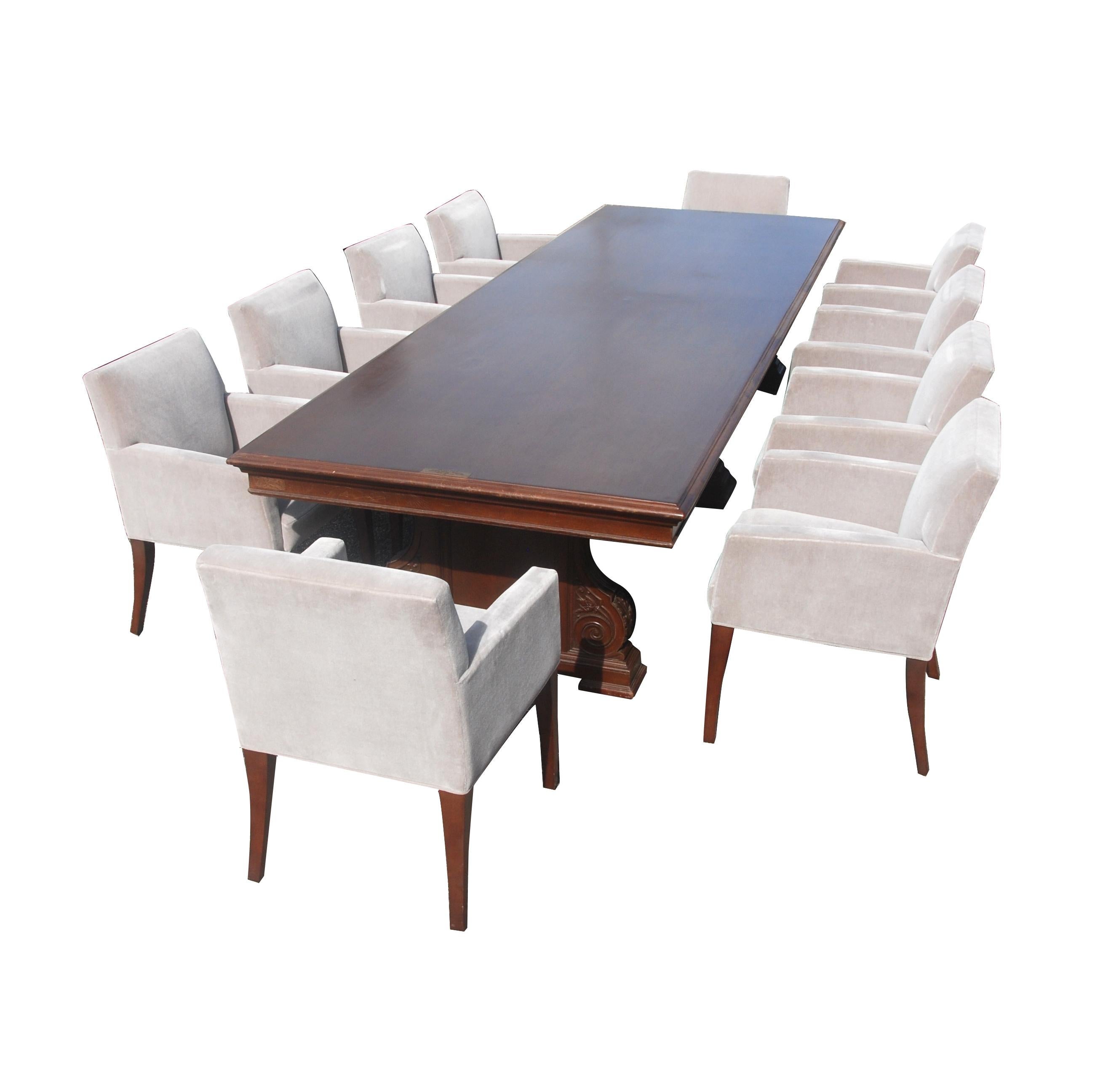 American Craftsman 12 FT 1900s Royal Dutch/Shell Group Antique Oak Table en vente