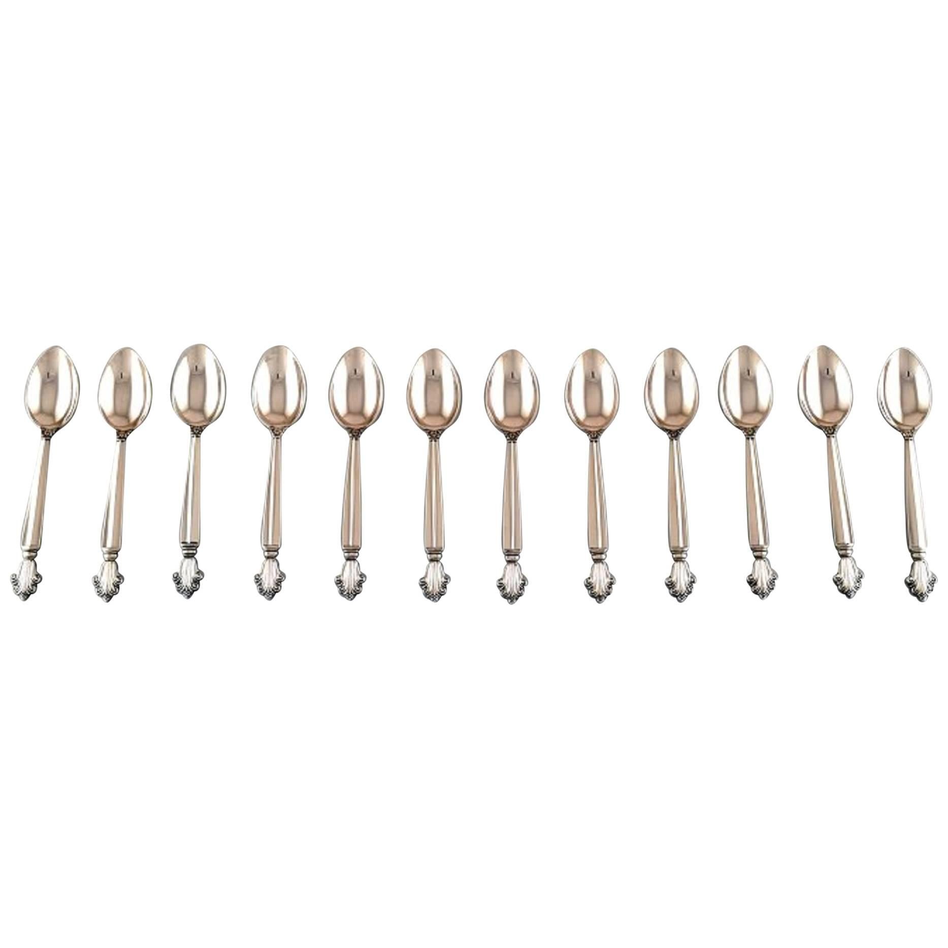 12 Georg Jensen Acanthus Sterling Silver, Tea Spoons