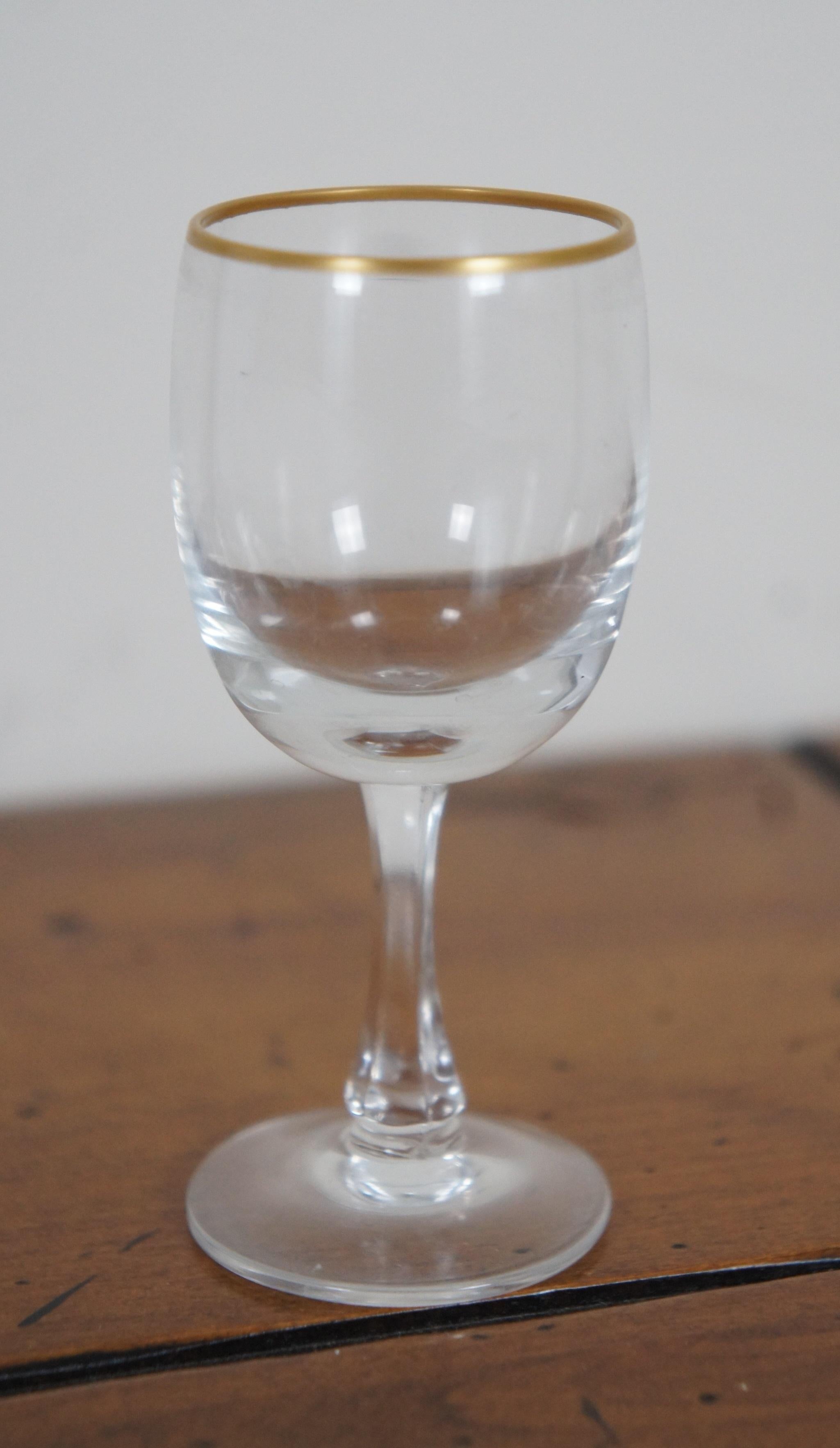 12 Gilded Crystal Cordial Liquor Aperitif Stemmed Tantalus Shot Glasses 2