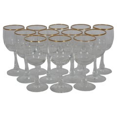 12 Gilded Crystal Cordial Liquor Aperitif Stemmed Tantalus Shot Glasses