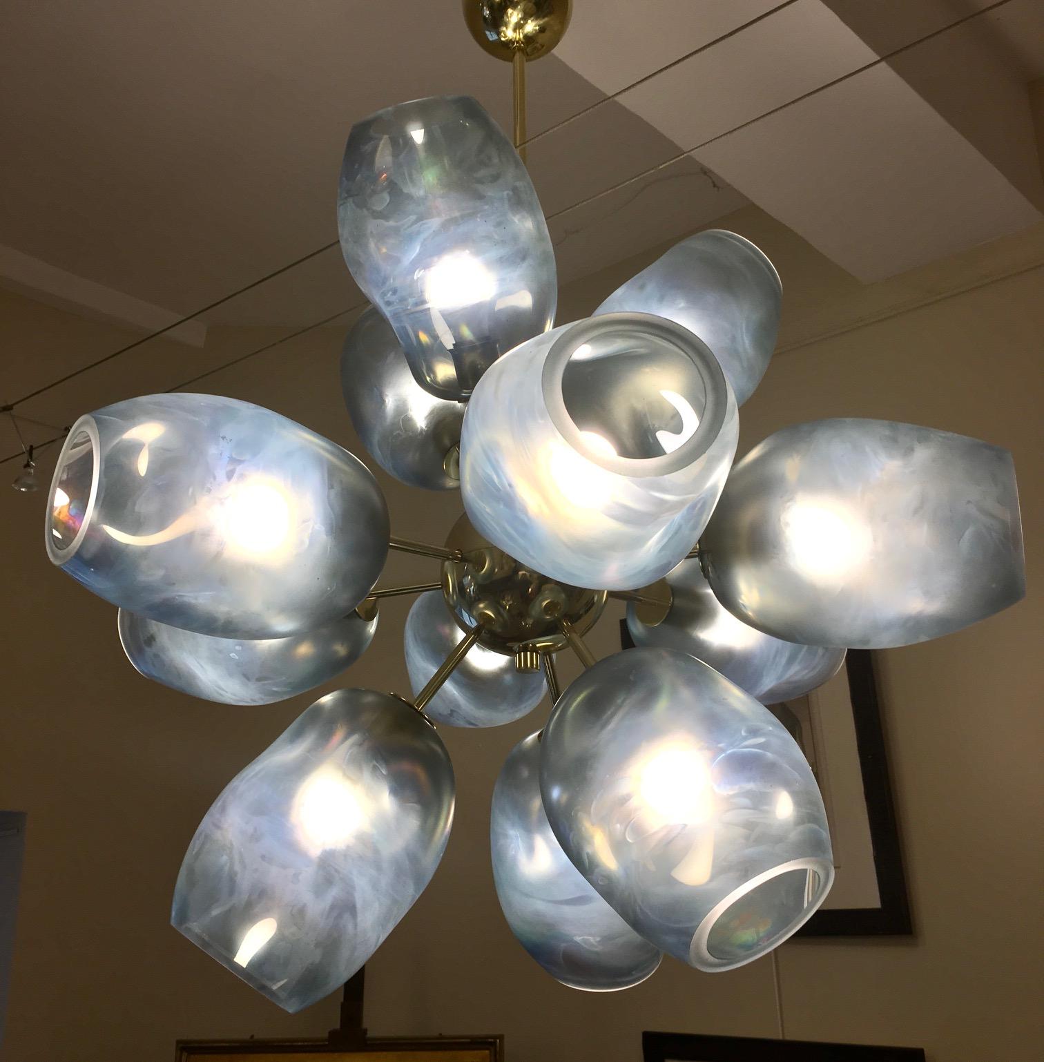 Modern 12 Glass Murano Light Fixture, Italy, XXth For Sale