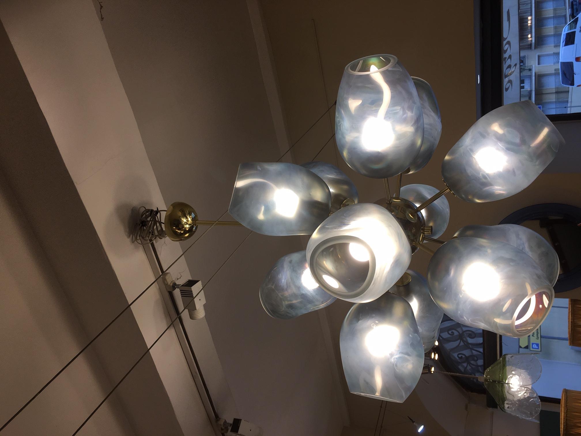 20th Century 12 Glass Murano Light Fixture, Italy, XXth For Sale