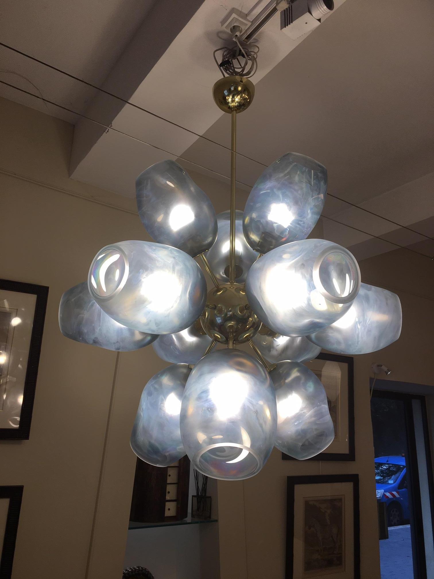 12 Glass Murano Light Fixture, Italy, XXth For Sale 1