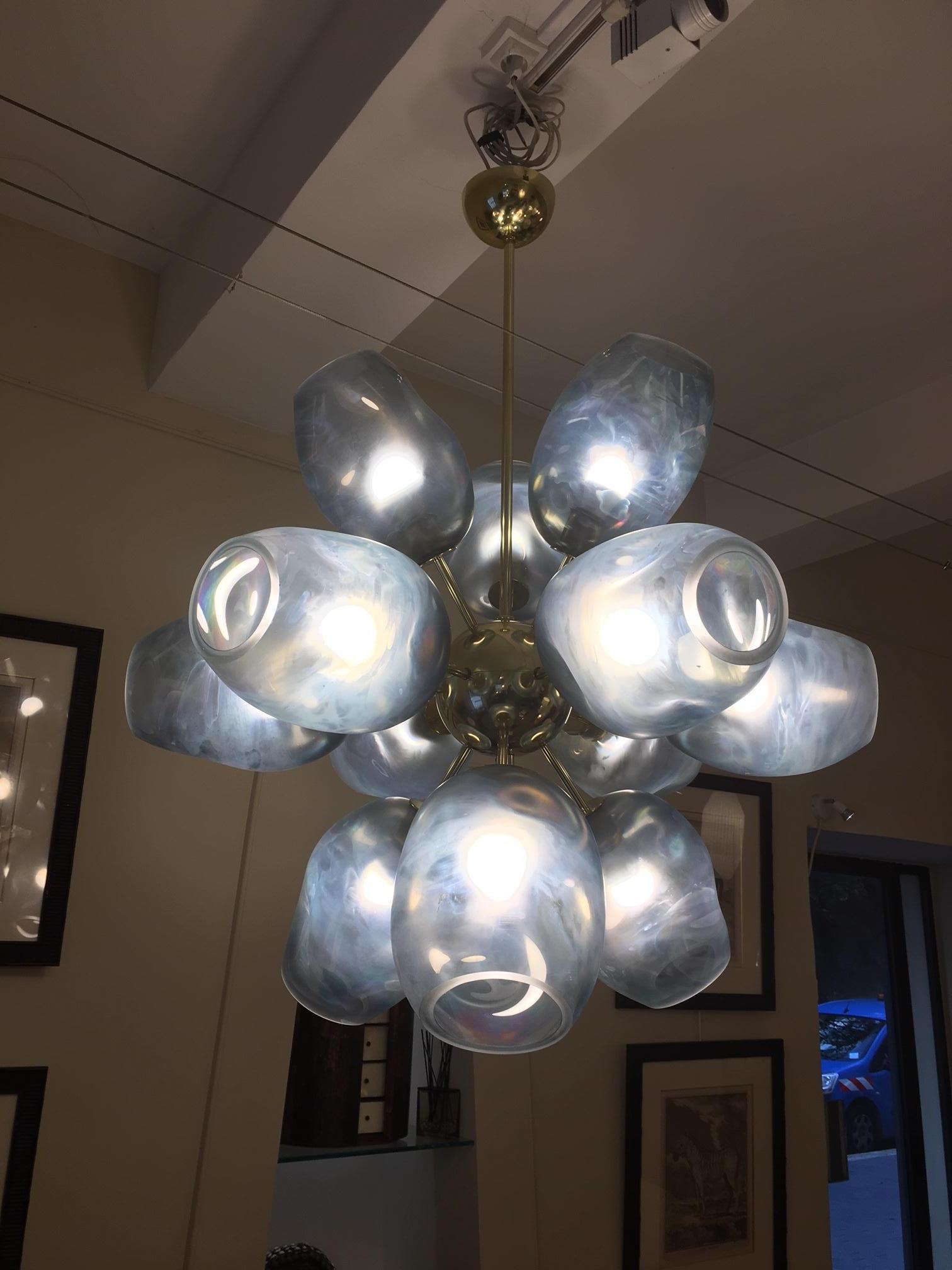 12 Glass Murano Light Fixture, Italy, XXth For Sale 2