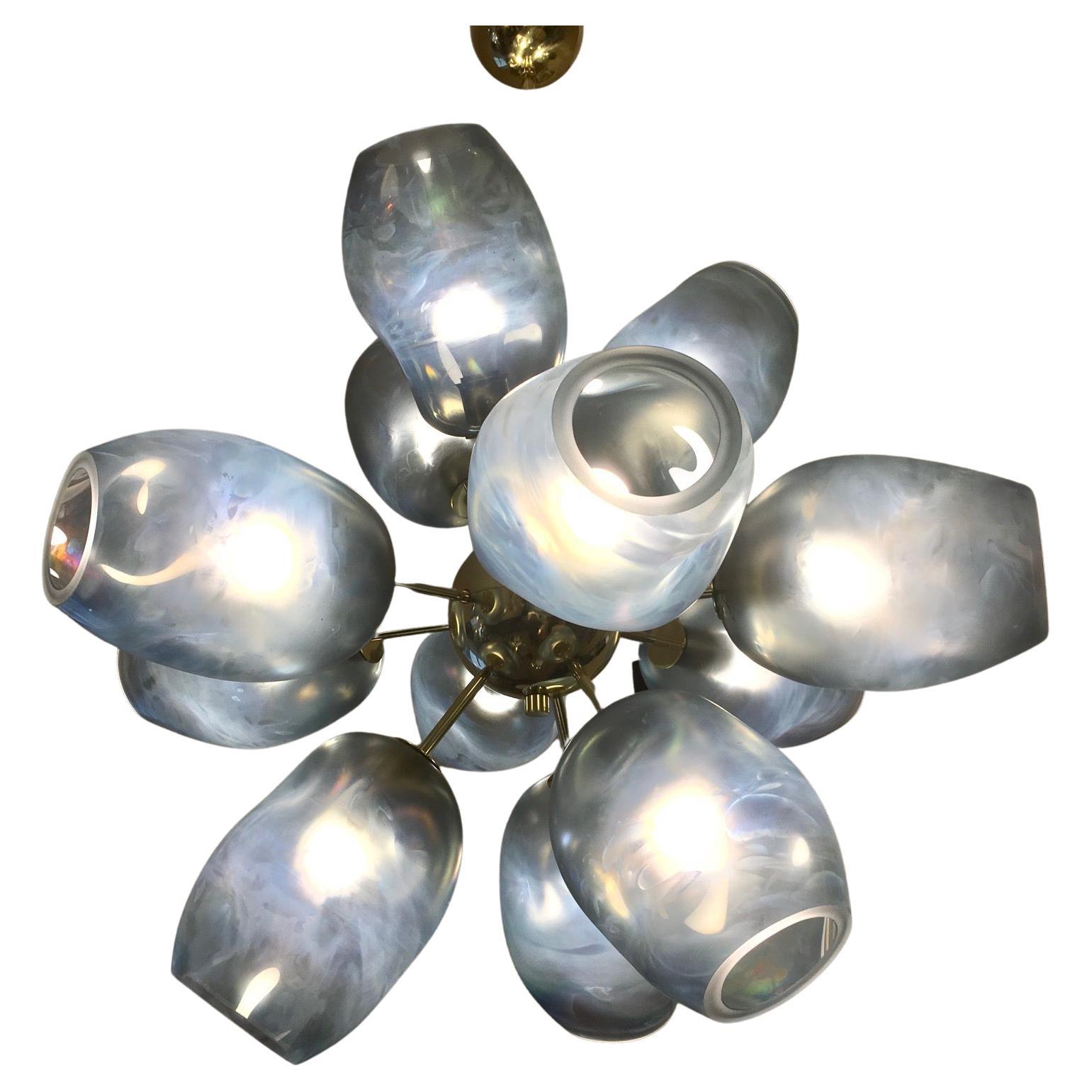 12 Glass Murano Light Fixture, Italy, XXth For Sale