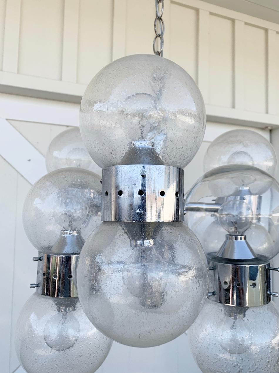 12 Globe Chandelier in Chrome & Glass After Lightolier 2