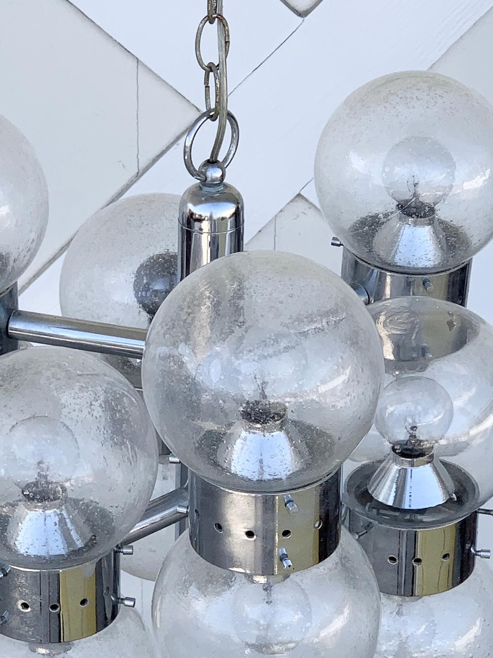 12 Globe Chandelier in Chrome & Glass After Lightolier 3