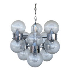 12 Globe Chandelier in Chrome & Glass After Lightolier