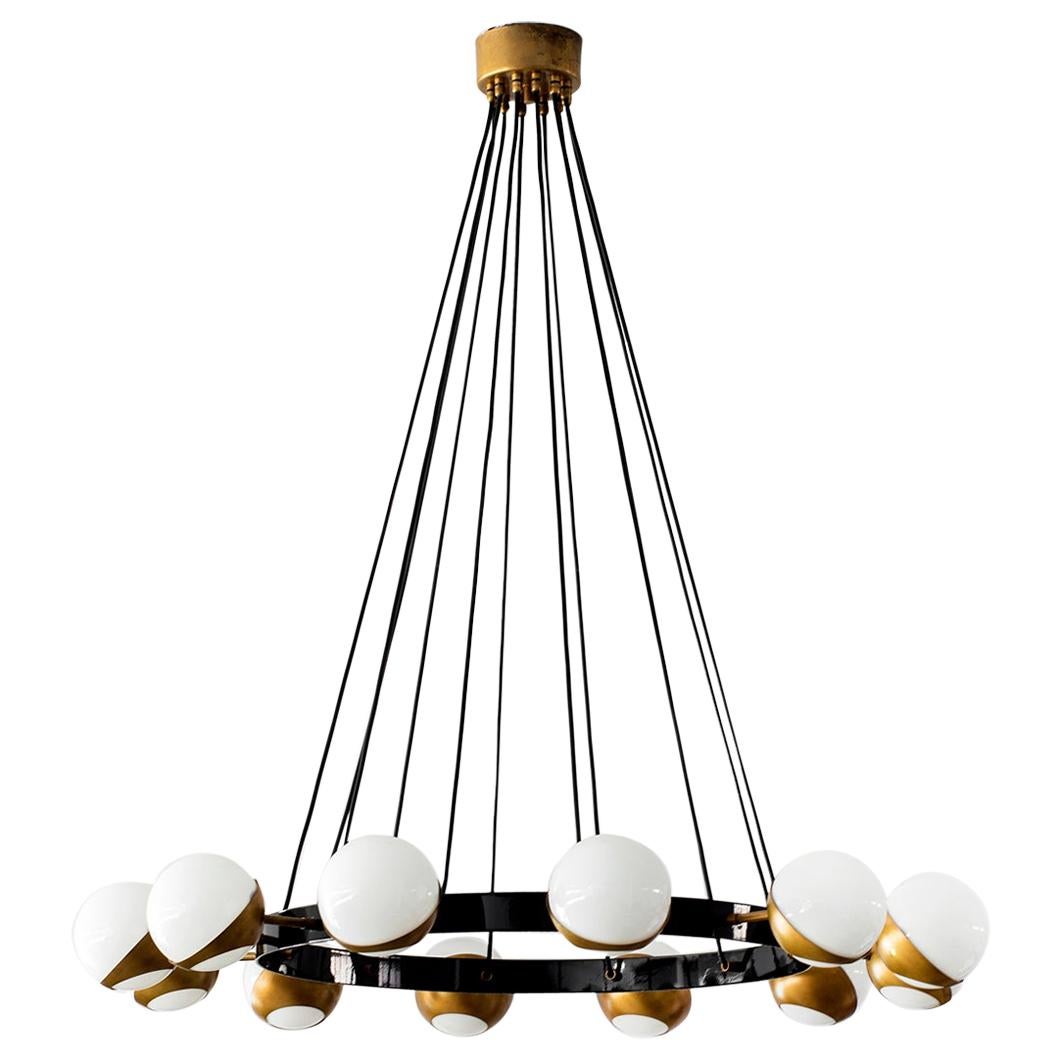 12 Globe Stilnovo Style Chandelier For Sale at 1stDibs