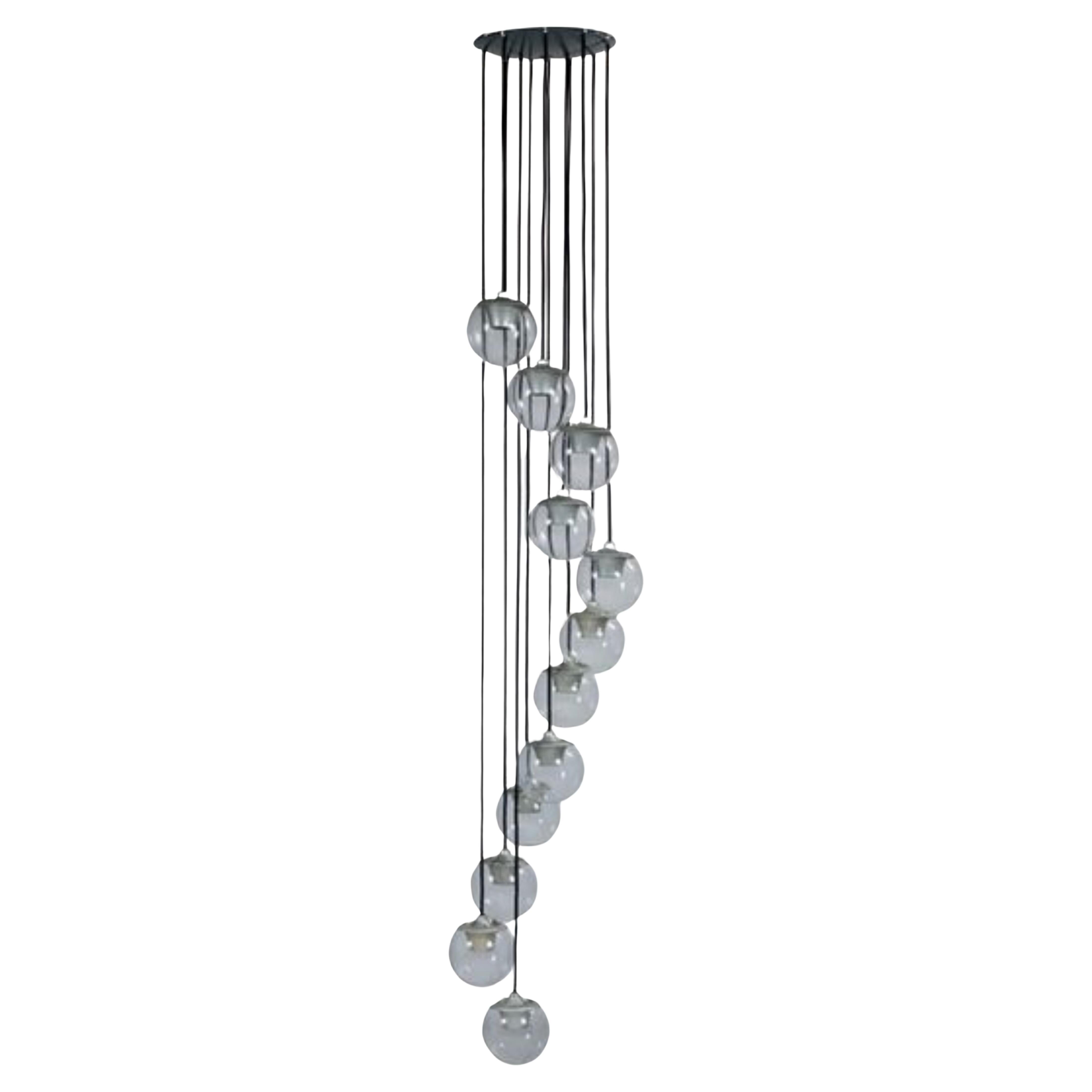 12 Globes Chandelier Gino Sarfatti Suspension for Arteluce