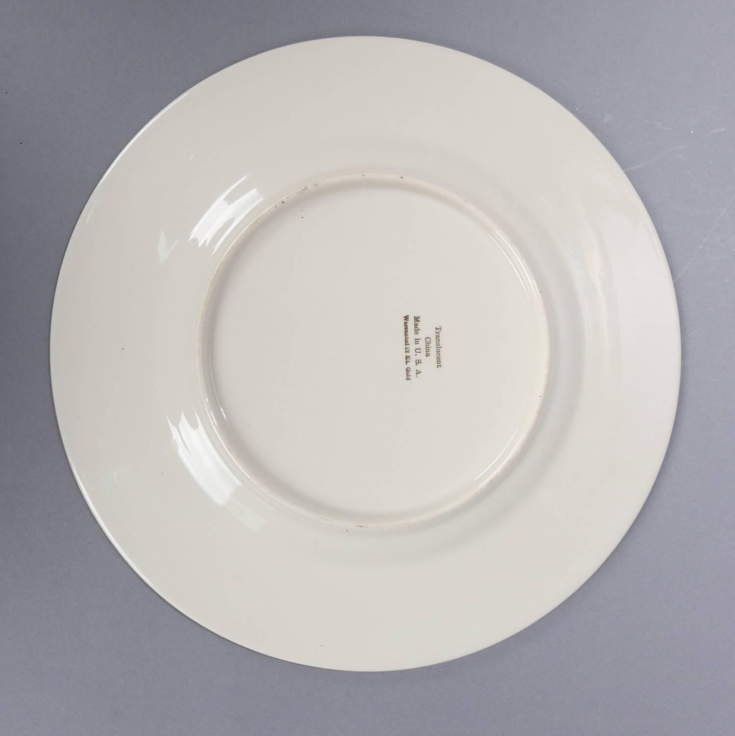 12 Gold Gilt Translucent China Porcelain Gilt Dinner Plates with Roses 3