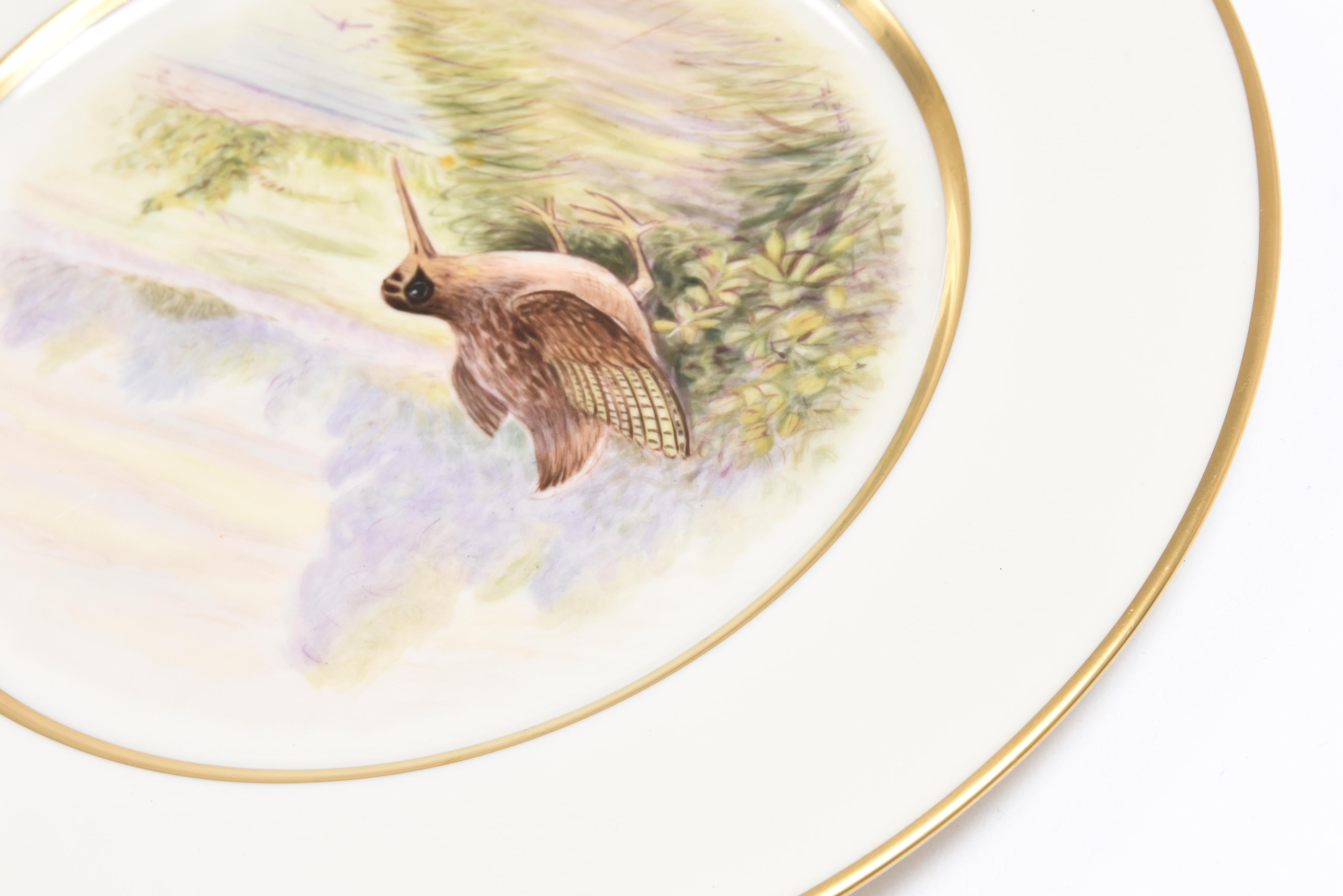 Early 20th Century 12 Hand Painted Game Bird Plates, Lenox Artist Signed, circa 1925 For Sale