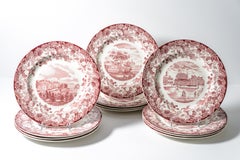 12 Harvard University Dinner Plates by Wedgwood, England, circa 1952
