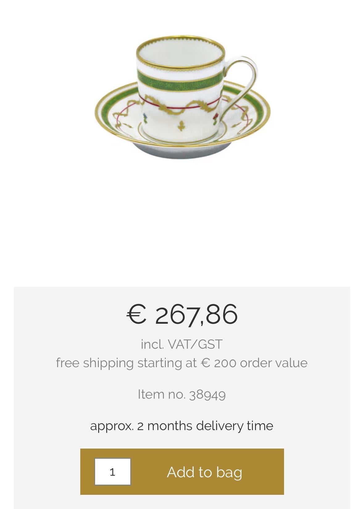 12 Haviland Vieux Paris Verde, Tazas, Platos y Platos de Postre, Limoges París en venta 6
