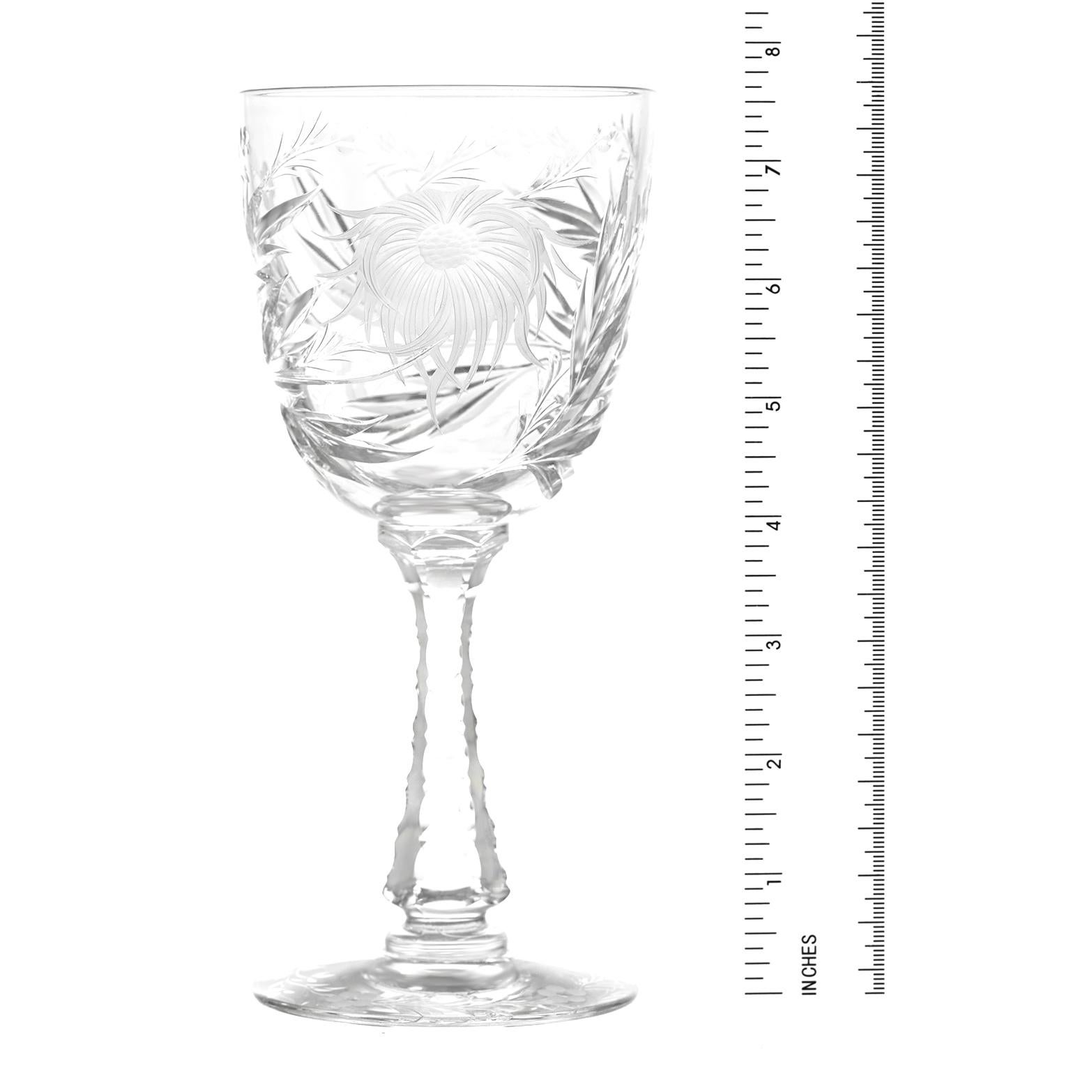 American 12 Hawkes Crystal China Aster Pattern Water Goblets For Sale