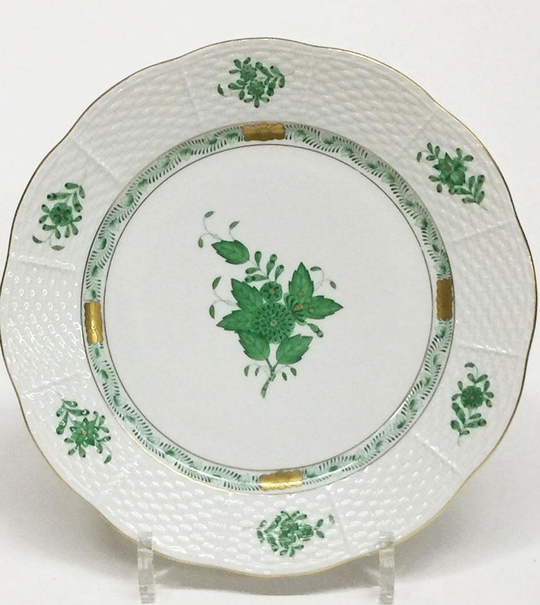 12 Herend "Chinese Bouquet Apponyi Green" Breakfast Plates For Sale at