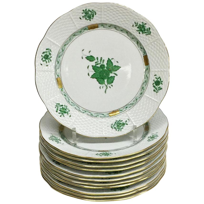 Herend "Chinese Bouquet Apponyi Green" Plates