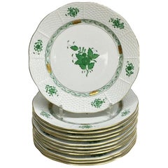 Vintage Herend "Chinese Bouquet Apponyi Green" Plates