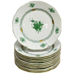 12 Herend "Chinese Bouquet Apponyi Green" Breakfast Plates