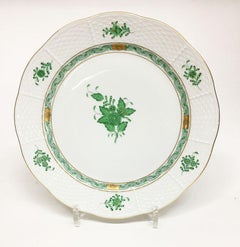 12 Herend "Chinese Bouquet Apponyi Green" Dinner Plates