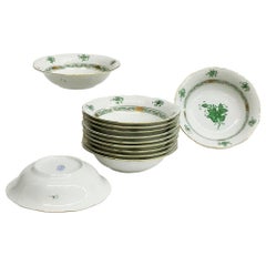 12 Herend "Chinese Bouquet Apponyi Green" Oatmeal Bowls