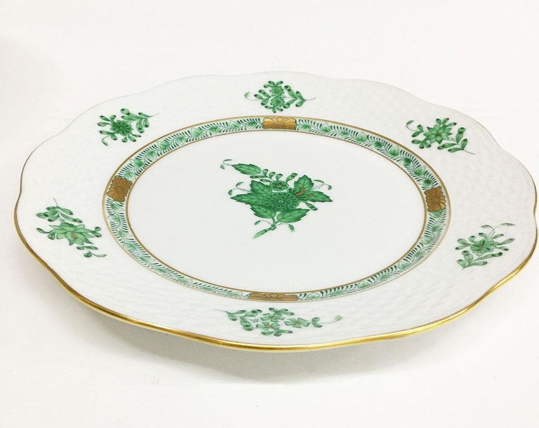 12 Herend "Chinese Bouquet Apponyi Green" Salad Plates at 1stDibs