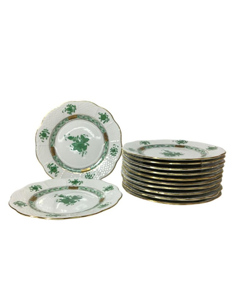 12 Herend "Chinese Bouquet Apponyi Green" Small Plates, #514/AV For Sale at  1stDibs