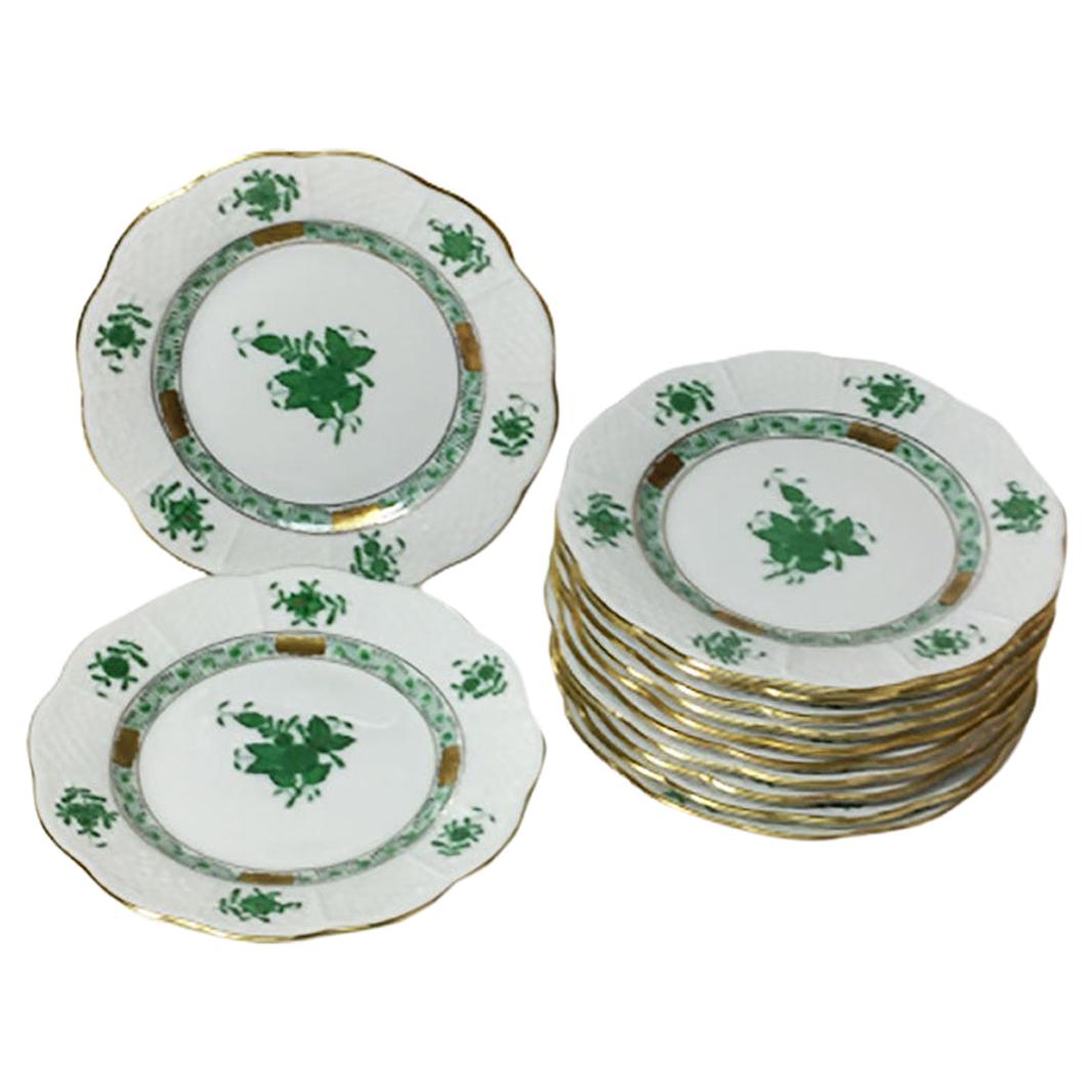 12 Herend "Chinese Bouquet Apponyi Green" Small Plates, #514/AV