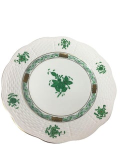 12 Herend Hungary porcelain"Chinese Bouquet Apponyi Green" Small Plates 16, 5 cm