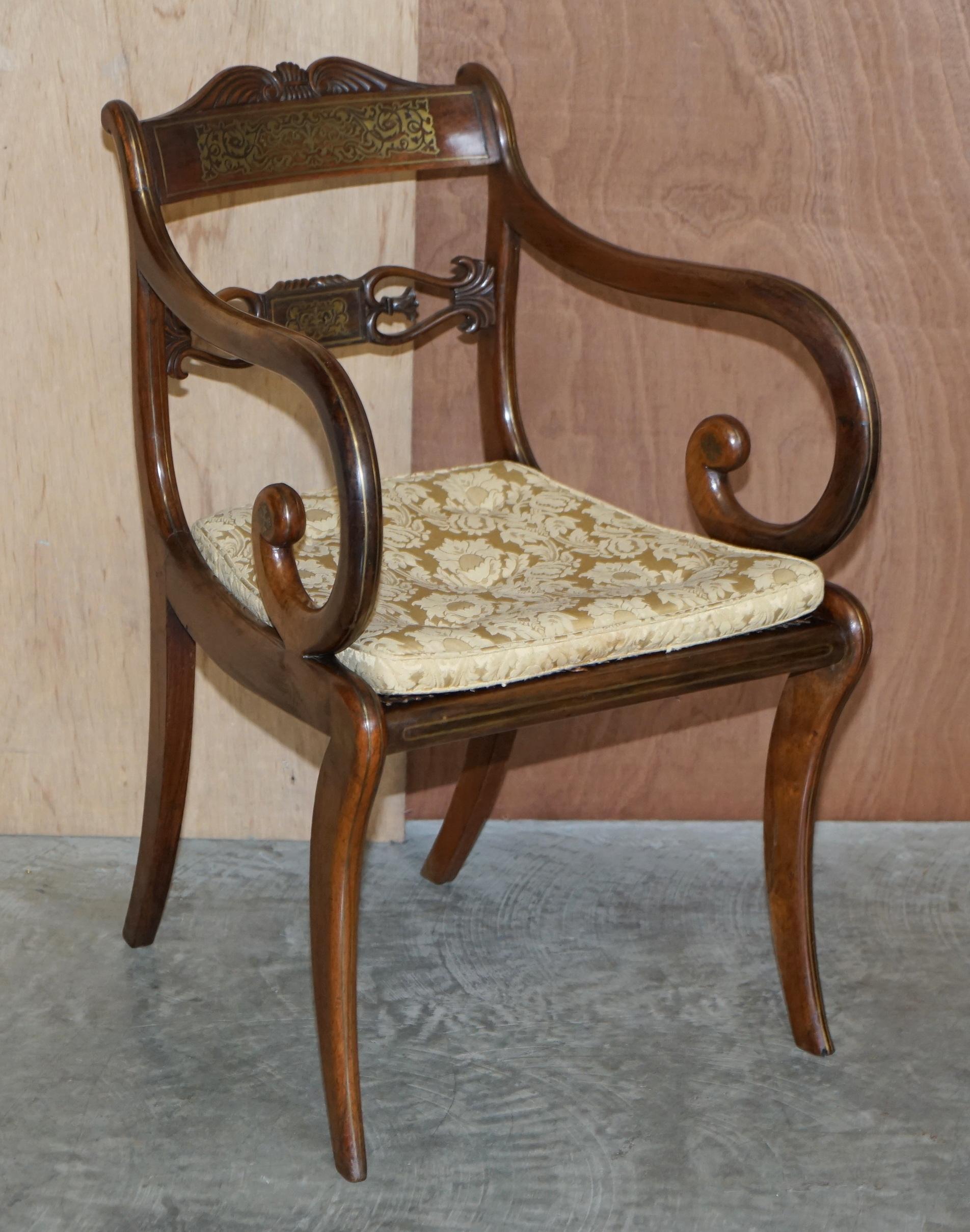 12 Important John Gee 1779-1824 Original Regency Hardwood & Brass Dining Chairs For Sale 9
