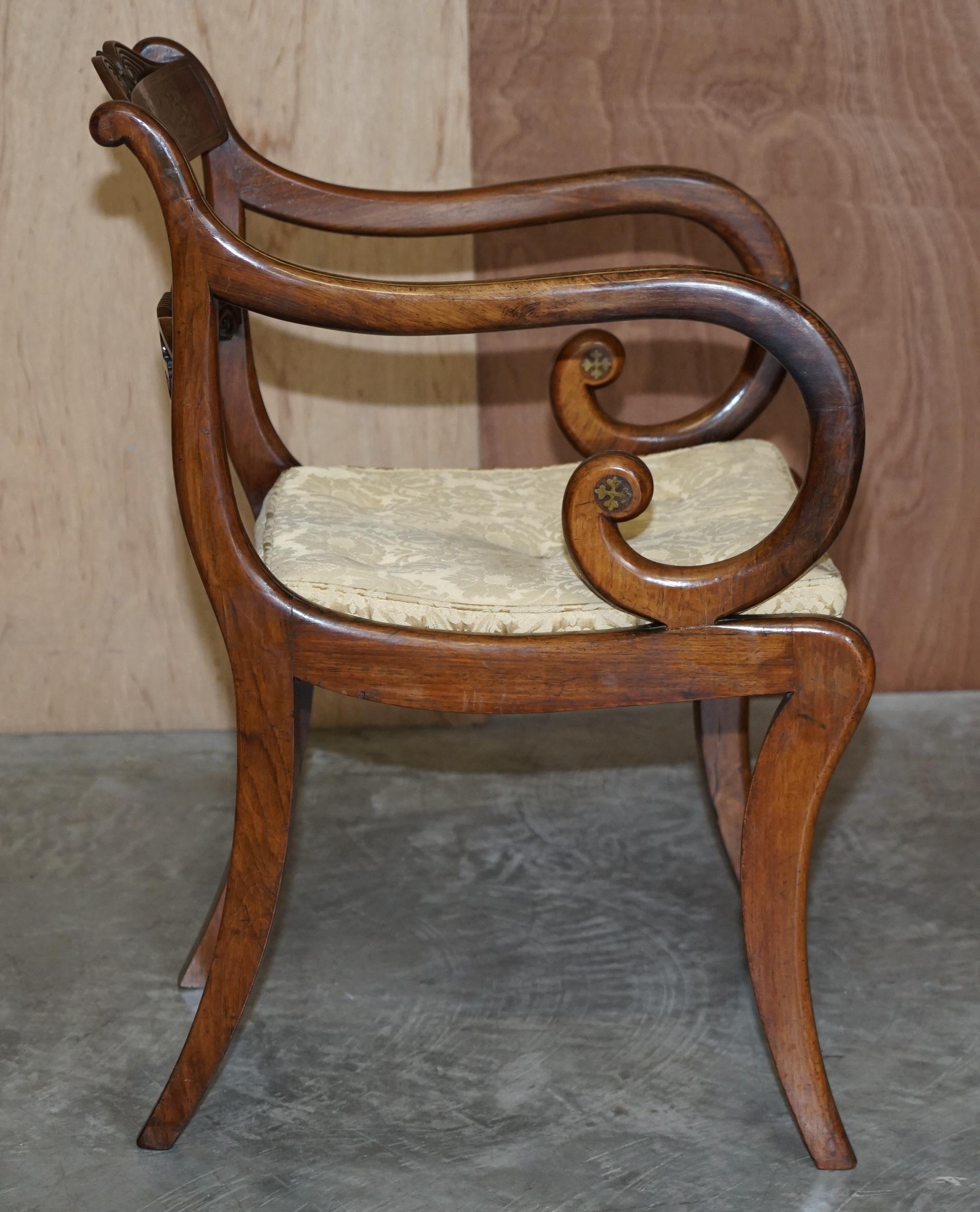 12 Important John Gee 1779-1824 Original Regency Hardwood & Brass Dining Chairs For Sale 14