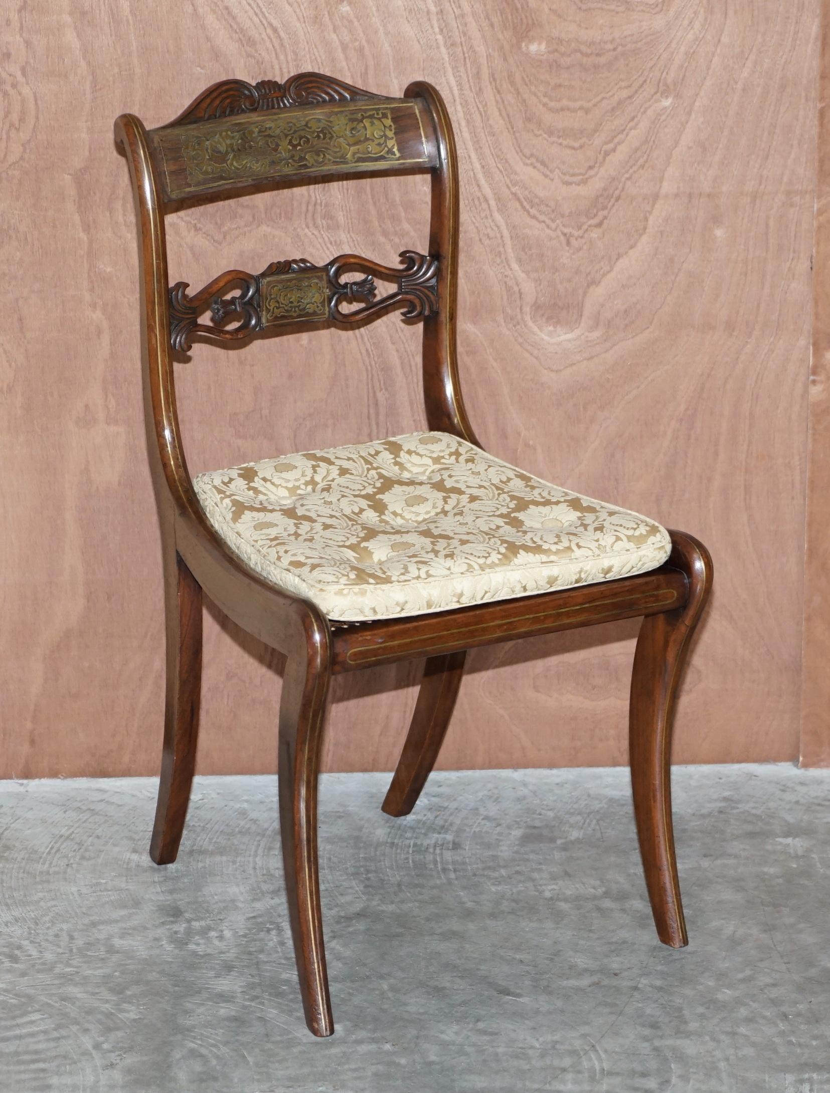 English 12 Important John Gee 1779-1824 Original Regency Hardwood & Brass Dining Chairs For Sale